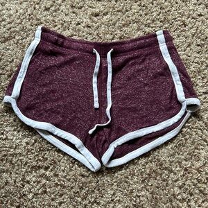 Aeropostale Retro Shorts, XS, Burgundy with white trim